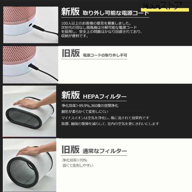 タワーファン 冷風 スリム 羽なし 空気清浄機 脱臭 首振り タイマー機能 空気清浄機能付 タワーファン 羽根無 リモコン付 暖風なし_12