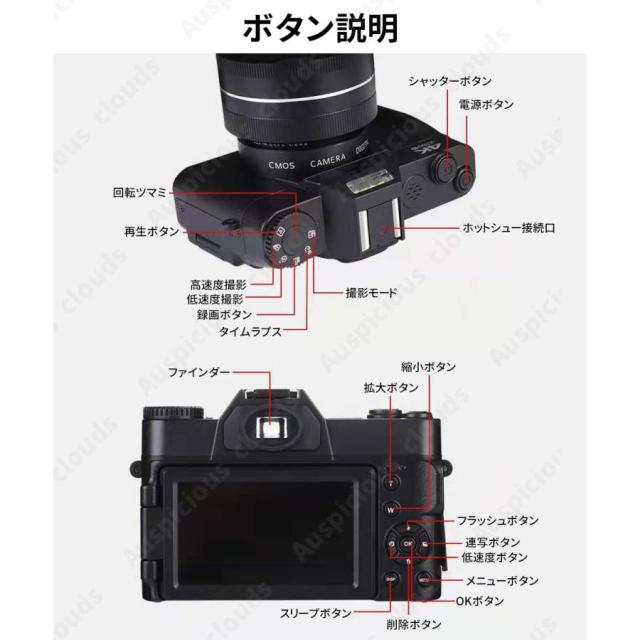 【限定セール】 デジタルカメラ デジカメ 4K 4800万画素 ミラーレス一眼 ビデオカメラ 軽量 一眼レフ wifi 3インチ HD大画面 オートフォーカス 180°反転 耐衝撃_14