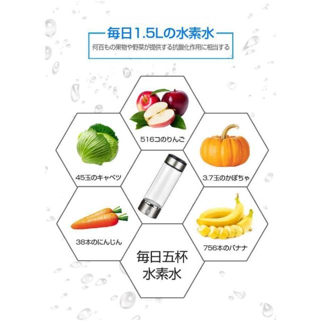 水素水生成器 携帯用 水素水ボトル 420ml 3min生成 USB充電式 高濃度水素水 持ち運び便利 LEDランプ付き 美容 健康 トレーニング 運動 フィットネス_9
