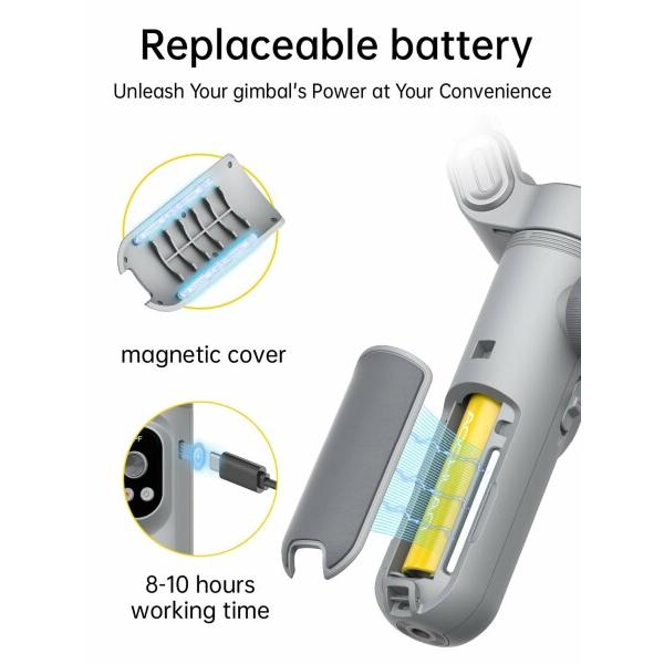 スマホジンバル折りたたみ式手持スタビライザー ズームボタンOLED画面