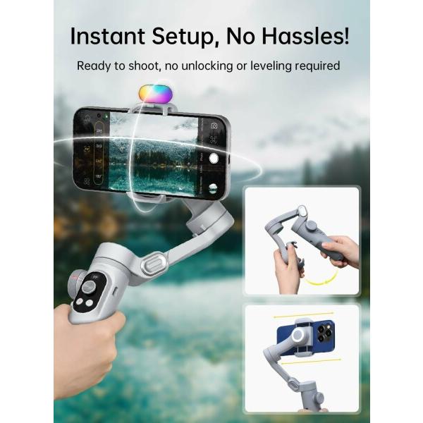 スマホジンバル折りたたみ式手持スタビライザー ズームボタンOLED画面