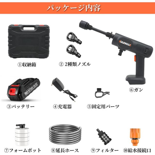 高圧洗浄機 コードレス 充電式 12点セット マキタバッテリー互換対応