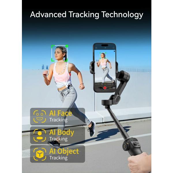 AOCHUAN iPhone用ジンバルスタビライザー、7.8インチ延長ロッド内蔵3軸iPhoneジンバル、iPhone/Android用OL_2