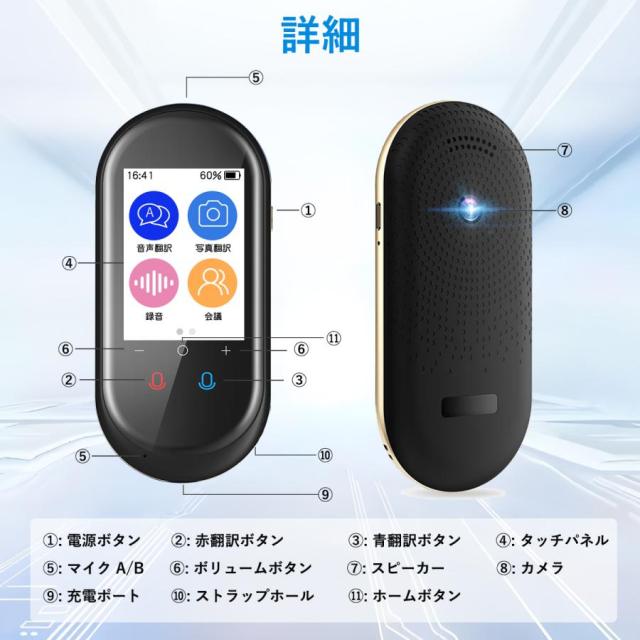 翻訳機 0.2秒で 瞬間 翻訳 最新 瞬トーク 124種類 の 言語 に対応 双方向 通訳機 海外旅行 海外留学 高性能 AI翻訳 WIFI オフライン Wi-Fi SIM_5