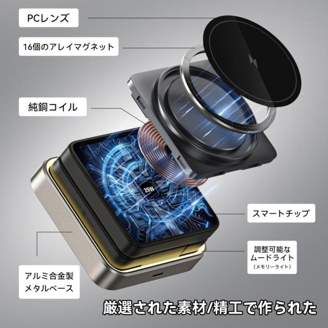 MagSafe ワイヤレス充電器 折りたたみ 3in1 マグネット式 QI 充電 スマホスタンド iPhone16 15 14 13 12 Airpods pro iWatch 15W_6