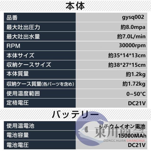 高圧洗浄機 コードレス 充電式 マキタ バッテリー互換 強力 6IN1ノズル 8.0MPa 高圧洗浄 軽量 低騒音 電動工具 家庭用 洗車 外壁掃除 2025新品