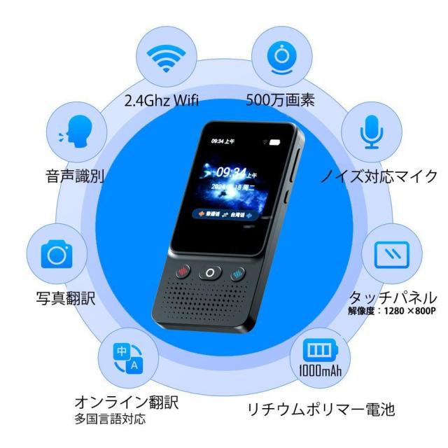 翻訳機 音声翻訳 画像翻訳 写真翻訳 電子辞書 海外旅行 留学 コミュニケーション 日本語 英語 中国語 韓国語 フランス語 ドイツ語 スペイン語 旅行用_1