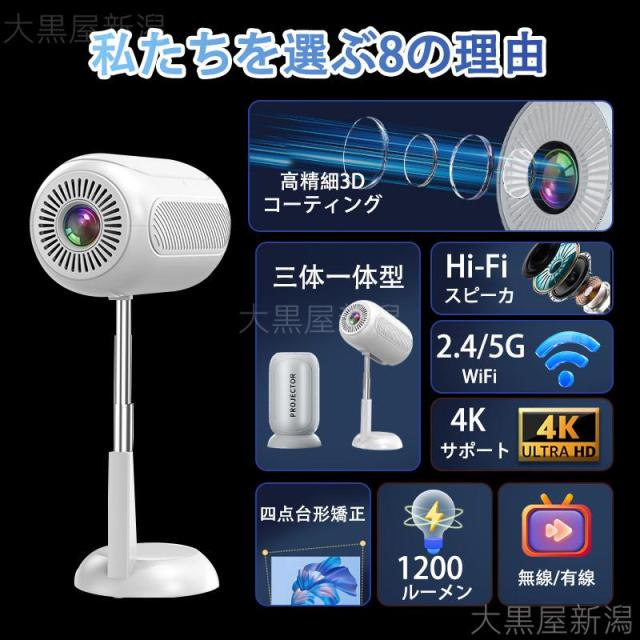 プロジェクター 4K 1080P 家庭用 天井 伸縮性 1200ANSI DVD WiFi 5G スマホ iPhone android HDMI 90度反転 軽量 自動台形補正 モバイルプロジェクター_13