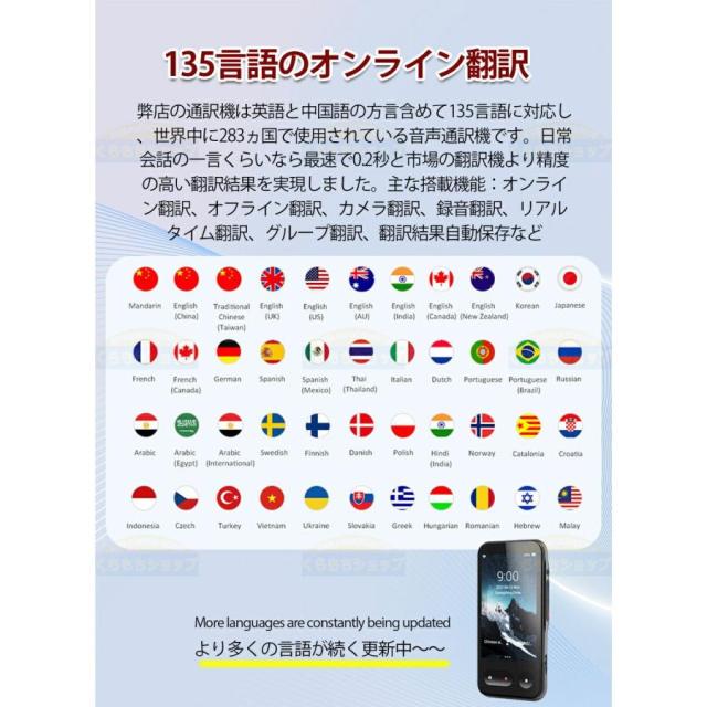 翻訳機 通訳機 Wi-Fi/4G回線対応 携帯 2025最新 135言語対応 リアルタイム
