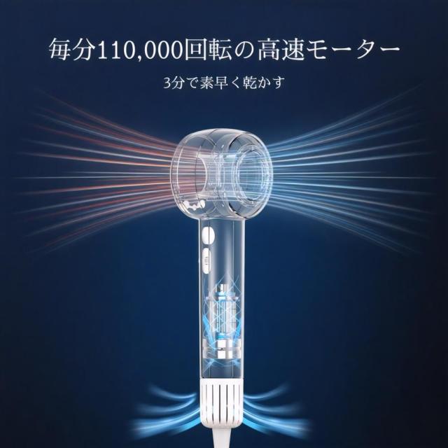 ドライヤー 360°回転 ノズル 大風量 速乾 マイナスイオン 静電気