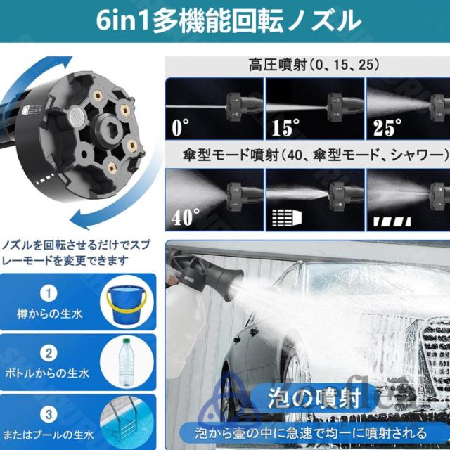 高圧洗浄機 コードレス 充電式 ペットボトル 10MPa 強力噴射 自吸式 家庭用