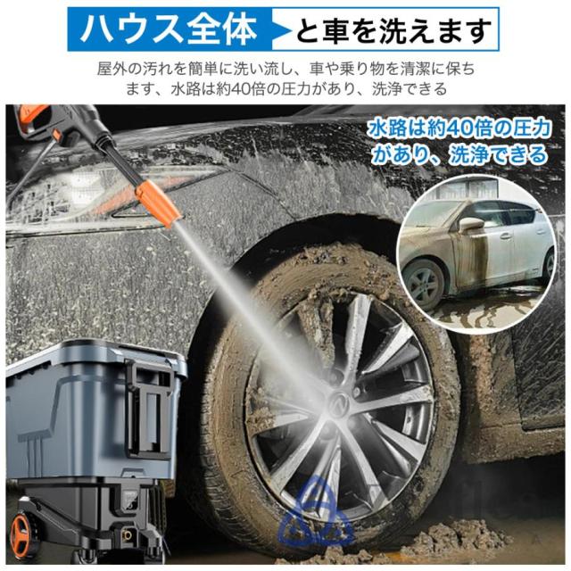 高圧洗浄機 タンク式 コードレス 充電式 デュアルバッテリー電源 業務用 家庭用 30L 吐出圧力12MPa 軽量 3段階調整 洗車 水圧 クリーナー 洗車機 水道不要 掃除_14