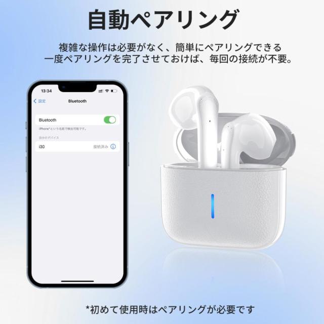 ワイヤレスイヤホン iPhone Android対応 Bluetooth 5.3 ワイヤレス イヤホン CSV8.0 自動接続 高音質 両耳 軽量 通話 防水 自動ペア プレゼント ワイヤレスヘッドホン