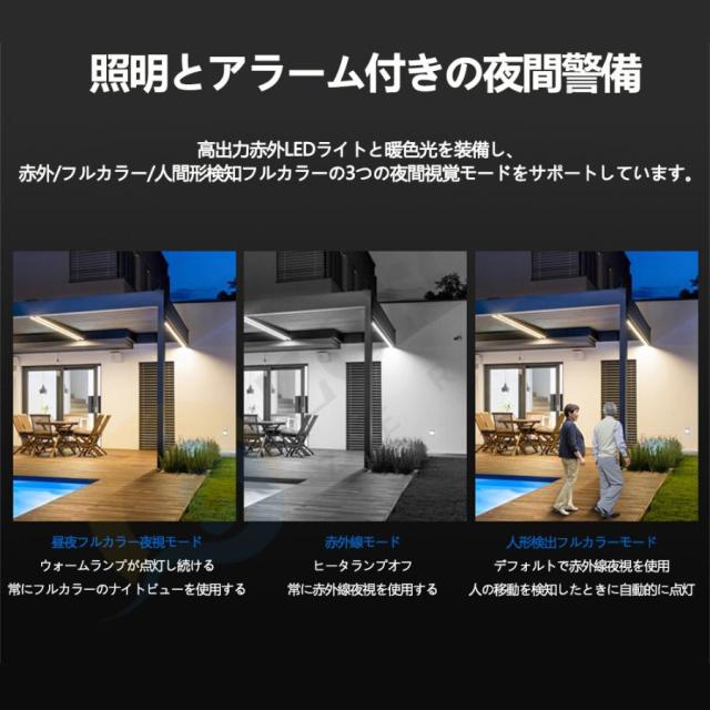 防犯カメラ 屋外 家庭用 監視カメラ 800万画素 8倍ズーム 広角 高画質 屋外カメラ IP66 工事不要 遠隔監視 防水防塵 人気 動体検知 自動追跡 双方向対話_12