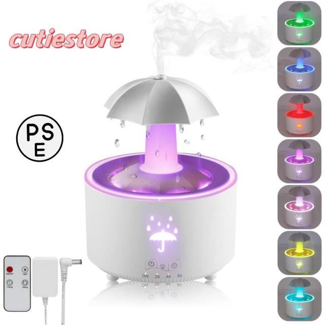 2025新登場 レイン型卓上加湿器 7色のライト付き レインドロップナイトライト リモコン付き 超音波 上部給水 電源コード式 傘滝加湿器 乾燥/花粉症対策 加湿器の通販は 9,093円