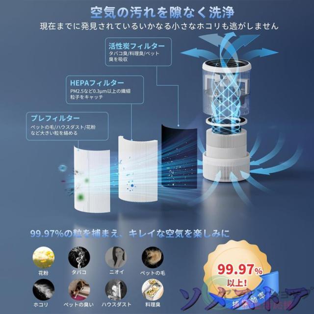 空気清浄機 ペット向け スマホ対応 花粉対策 強力浄化 45畳 コンパクト