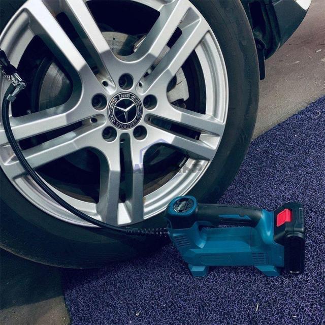 おすすめ エアコンプレッサー 充電式 電動空気入れ 小型 静音 車 自転車 コードレス 空気入れ 18V バッテリー用 自動車用 LEDライト付【本体のみ】