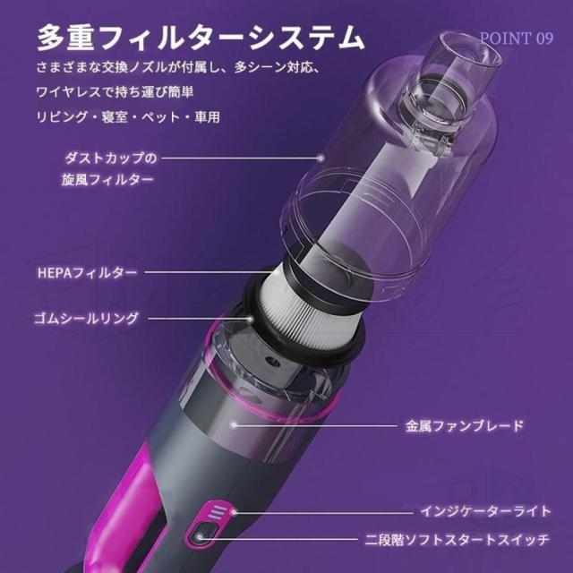掃除機 コードレス 32000pa ハンディー クリーナー 強力吸引 0.98kg サイクロン式 充電式 軽量 静音 小型 スティック型 コンパクト 家庭用 省エネ USB モップ