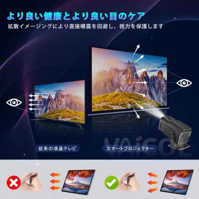 プロジェクター 小型 家庭用 自動台形補正 1080P 16000LM プロジェクター 天井投影 4K対応 HiFiスピーカー 50％ズーム機能 スマホ/ノートパソコン/USB/Switch_6