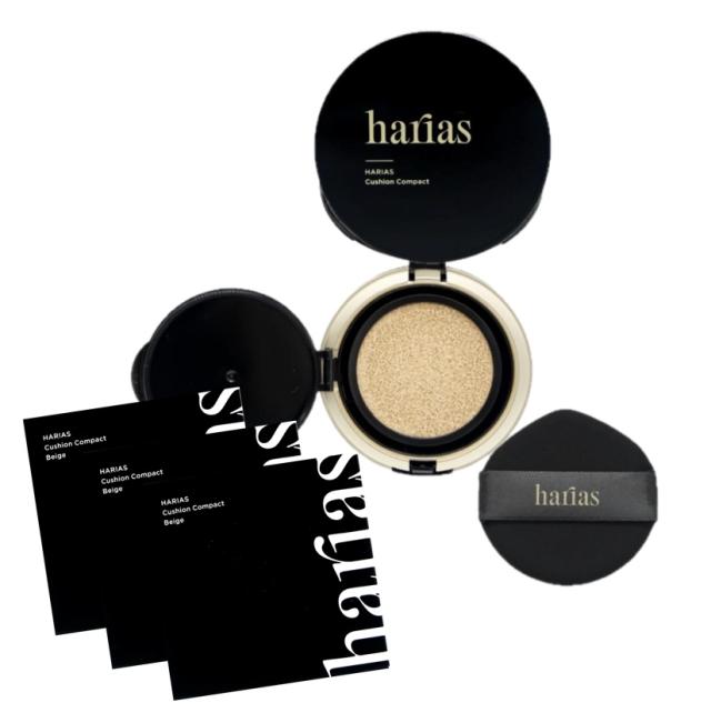 【３箱】本体　ベージュ　クッションファンデ ハリアス HARIAS クッションコンパクト SPF50+ PA+++ UV  ファンデーション　誕生日　ギフト