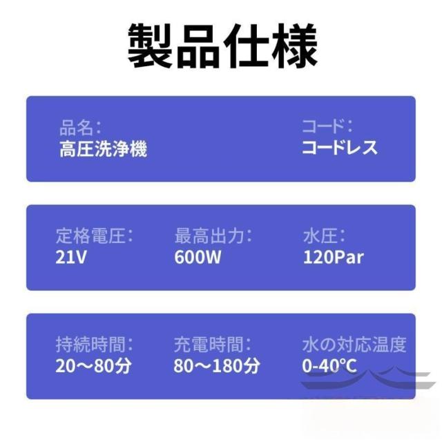 高圧洗浄機 コードレス 充電式 6in1 高水圧 12MPa マキタ バッテリー対応 ペットボトル 強力噴射 自吸式 軽量 600W 高性能 長時間持続 洗車機 電動工具 家庭用_16