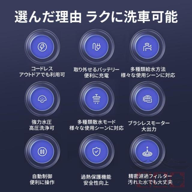 高圧洗浄機 コードレス 充電式 6in1 高水圧 12MPa マキタ バッテリー対応 ペットボトル 強力噴射 自吸式 軽量 600W 高性能 長時間持続 洗車機 電動工具 家庭用_3