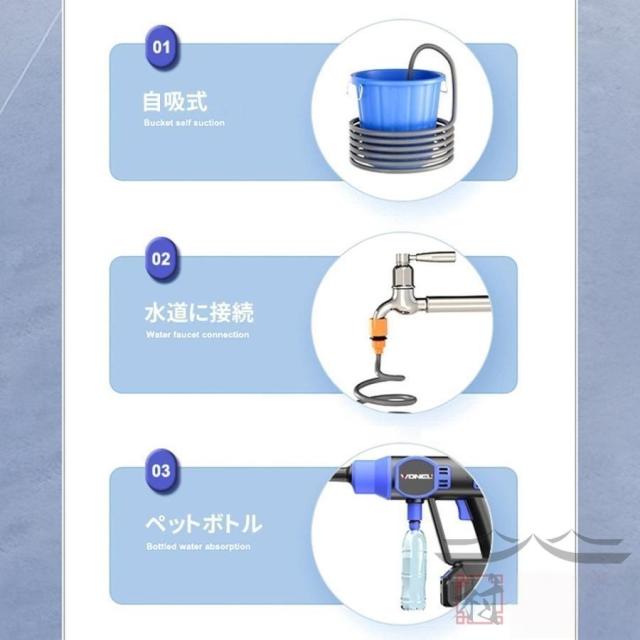 高圧洗浄機 コードレス 充電式 6in1 高水圧 12MPa マキタ バッテリー対応 ペットボトル 強力噴射 自吸式 軽量 600W 高性能 長時間持続 洗車機 電動工具 家庭用_6