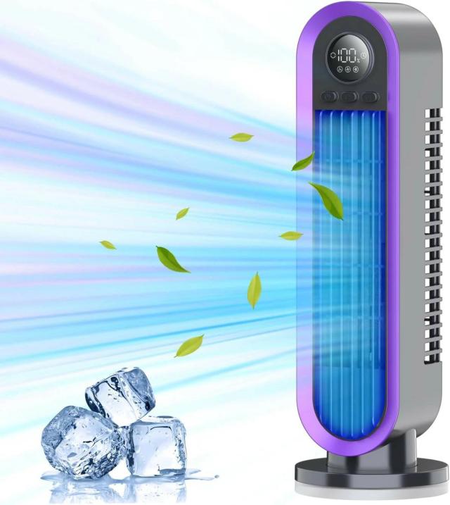 扇風機 タワーファン 卓上 90°自動首振り 5000mAh大容量 パワフル送風 LEDディスプレイ 小型 羽なし タイマー機能付き 換気 スリム扇風機 3段階風量 ミニ扇風機