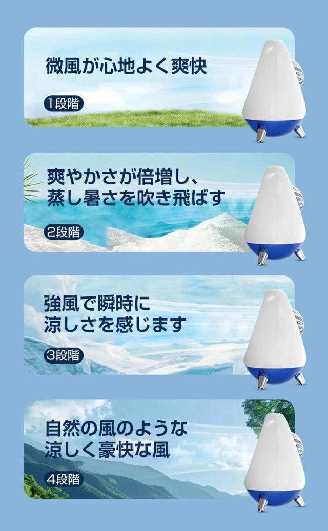 2色LEDライト 4段階風量 TYPE-C給電 USB給電式 加湿ミストファン空気清浄 卓上冷風機 ミスト ミスト扇風機 冷風扇 小型_4