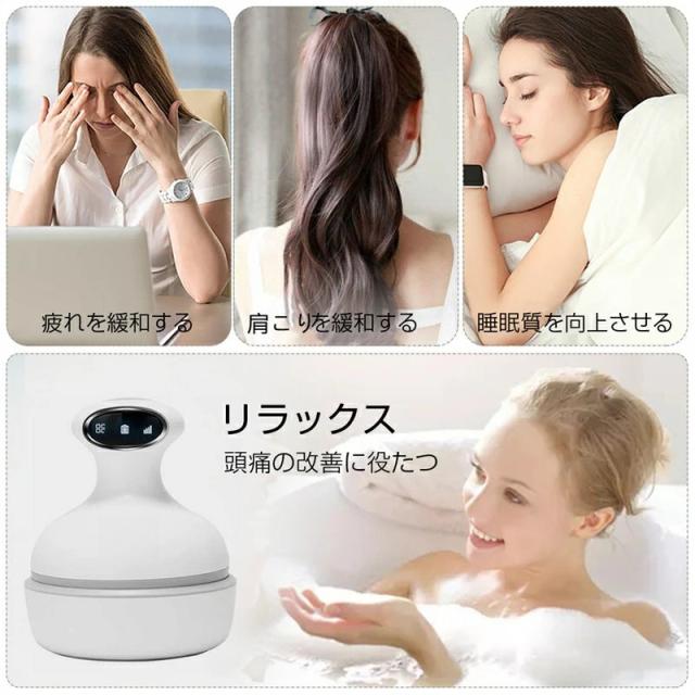 ヘッドマッサージャー 電動頭皮ブラシ 4つの洗顔ブラシ付き 頭皮マッサージャーヘッドブラシ 頭皮ケア 頭皮エステ 高品質 振動機能 抗菌ABS 1200mAh IPX6防水 取り外せるブラシ ワンボタン 高速揉みほぐし ギフト_6