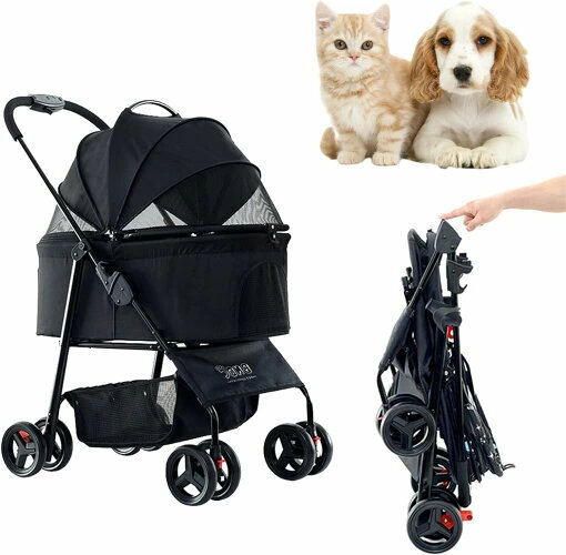 ペットカート 分離 取り外し 4輪 折りたたみ 飛び出し防止 収納 ペット 犬カート 犬用カート ペット用カート 中型 軽量 散歩 ペットキャリ おしゃれ 多頭用 前輪360° 後輪ストッパー付き 犬介護用カート 猫用ベビーカー 組み立て簡単 犬 小型犬 中型犬 子犬 猫 犬_10