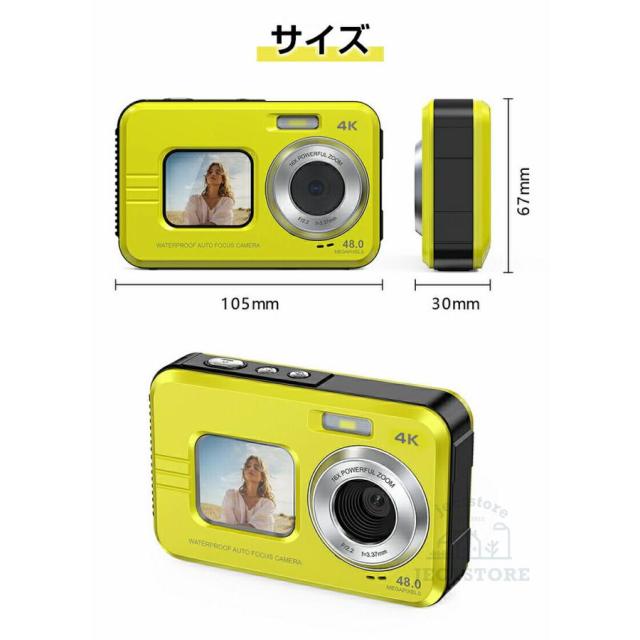 デジタルカメラ 防水カメラ 4K 高画質 3.5M防水 4800万画素 16倍ズーム