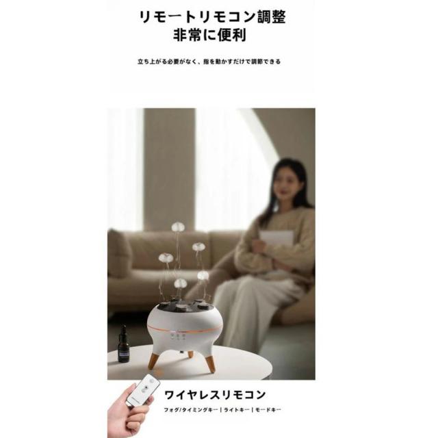 卓上加湿器 アロマディフューザー クラゲ噴霧 空焚き防止 自動オフ 小型 スチーム式 超音波式 uv除菌 7色の光 アロマ対応 2段階タイマー機能 大容量250ml リモコン付き おしゃれ 省エネ 乾燥対策 寝室 リビング 床置き 事務所 オフィス アロマ機能