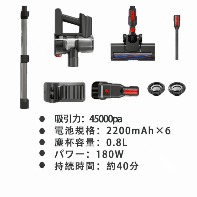 掃除機 コードレス ハンディ 45000pa吸引力 強力吸引 6IN1 充電式 サイクロン掃除機 HEPAフィルター サイクロン式掃除機 一人暮らし 軽量 スティック掃除機 車 車内 ハンディクリーナー_16