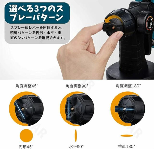 塗装 スプレーガン 充電式 電動スプレーガン 18Vバッテリー併用 コードレススプレーガン 吹き付け式 ペンキ屋くん 家庭用 小型電動塗装機 噴霧の幅調整可能 油性 水性 1000ml 噴霧 電動ペインター DIY 日曜大工_2