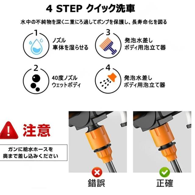 高圧洗浄機 コードレス 充電式 家庭用 業務用 軽量 高圧噴射 バッテリー互換対応 ポータブル 強力噴射 洗車機 角可変 6in1多機能噴射ノズル 最新_14