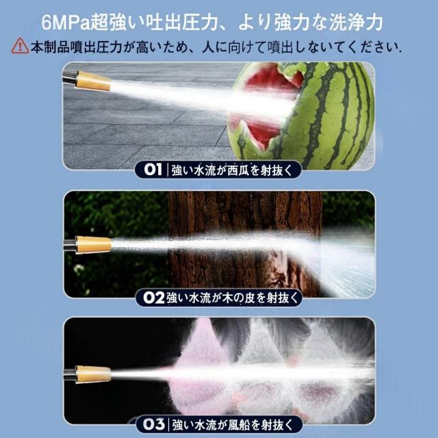 高圧洗浄機 コードレス 充電式 家庭用 業務用 軽量 高圧噴射 バッテリー互換対応 ポータブル 強力噴射 洗車機 角可変 6in1多機能噴射ノズル 最新_7