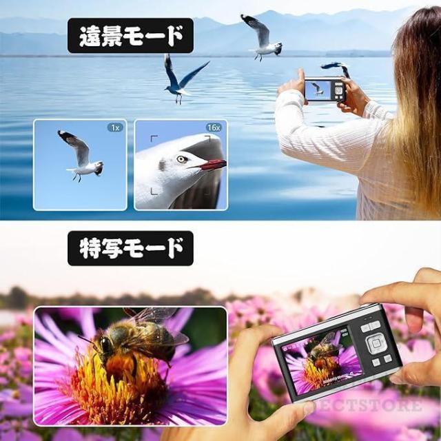 デジタルカメラ 4K コンパクトデジタルカメラ 6000w画素 小型 軽量 高画質 防水 HD録画 16倍ズーム 伸縮レンズ 動画 撮影 オートフォーカス 安い 初心者 ギフト_11