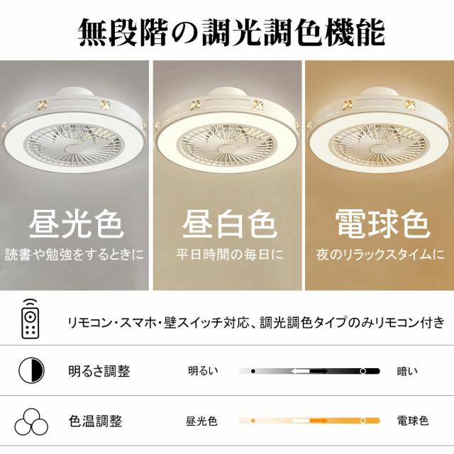 シーリングファン シーリングファンライト LED 照明器具 6畳 8畳 DCモーター サーキュレーター 調光 調色 オシャレ 天井照明 シーリングライト 北欧風 dcモーター 空気循環 省エネ 節電 リビング 寝室 部屋 洋室 和室 リモコン付き