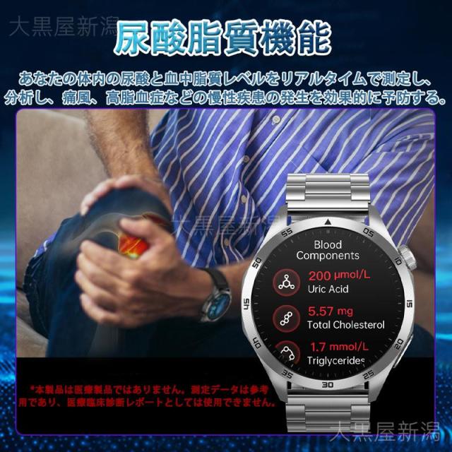 スマートウォッチ 日本製センサー 心電図ECG+PPG 血糖値 血圧測定 尿酸脂質 血中酸素 体温測定 24時間高精度心拍数 睡眠管理 活動量計 着信通知 2025最新_11