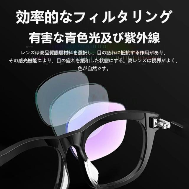 スマートメガネ bluetooth 通話可能 高音質 伝導 グラスレンズ交換可能 サングラス iphone、Android対応 度付き ワイヤレスメガネ マイク内蔵 sun 父の日 2025_3