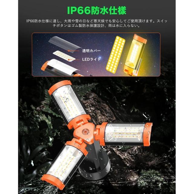 LED投光器 充電式 作業灯 充電式作業灯 ワークライト ledライト 投光器 屋外 停電 防水 12000mAH 大容量 三脚 脚付 3色 野外照明 集魚灯 防災グッズ アウトドア_6