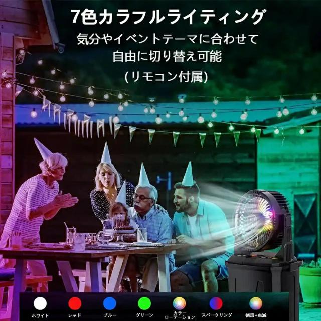 【2025新登場★噴霧機能】キャンプ 扇風機 アウトドア 扇風機 冷風機 ミストファン 20000mAh 大容量バッテリー ミスト 瞬間冷却 10L水タンク 卓上扇風機 静音 強力送風コードレス USB充電式 ポータブル 加湿 サーキュレーター 省エネ アウトドア 車中泊 防災 熱中症対策_11