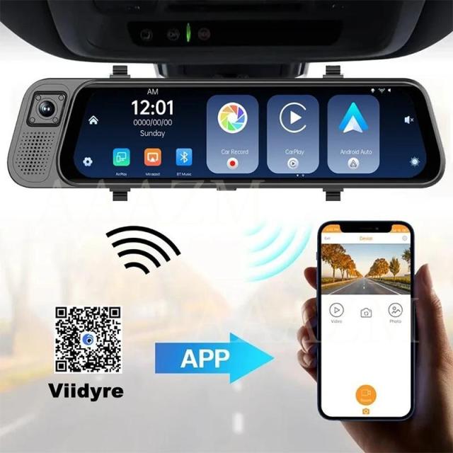 ドライブレコーダー ミラー型 前後 車内 3カメラ タッチパネル 9.6インチ Carplay対応 ドラレコ フルHD 4K 駐車監視 170度広角_10