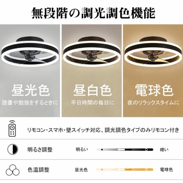シーリングファンライト DCモーター LED 調光調色 12畳 北欧 照明器具 天井照明 薄型 空気循環 省エネ 節電 静音 リビング 寝室 部屋 洋室 和室 小型 簡単設置