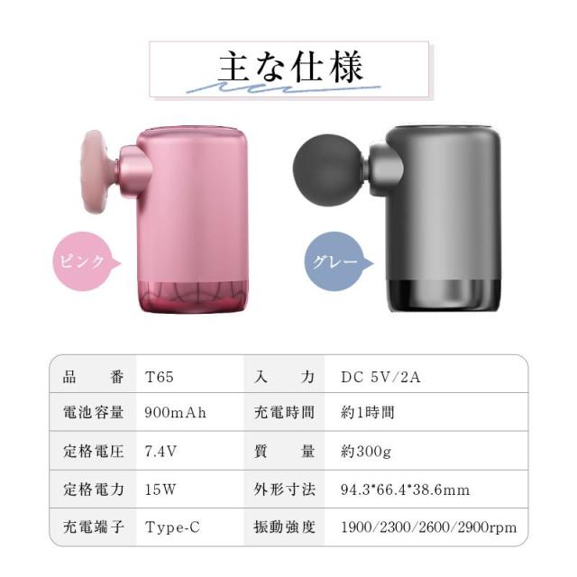 筋膜リリースガン 筋肉マッサージ マッサージガン 1900-2900rpm 4段階強度 6.5mm振幅 小型 軽量 全身ケア コリほぐし ストレッチ