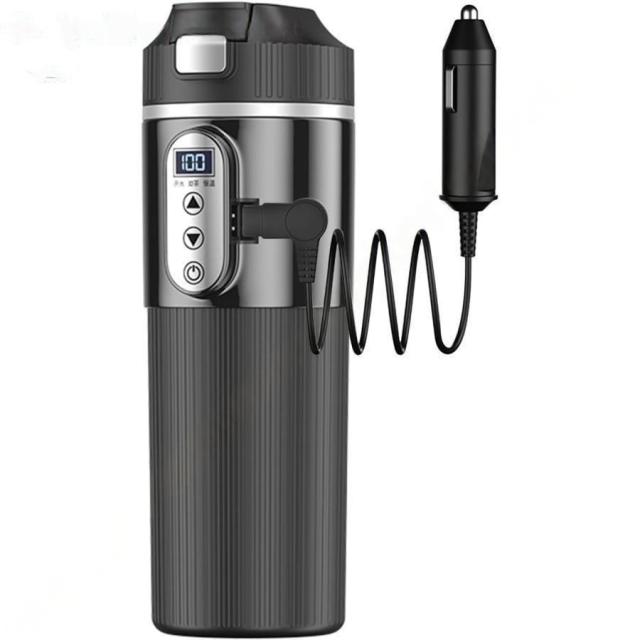 「お湯/お茶/恒温」車でお湯を沸かす 車載電気ケトル 500ml DC12V小型車/24Vトラック兼用 15-25分だけで沸騰 保温 断熱 車用 カップ 湯沸し器 電気ポット