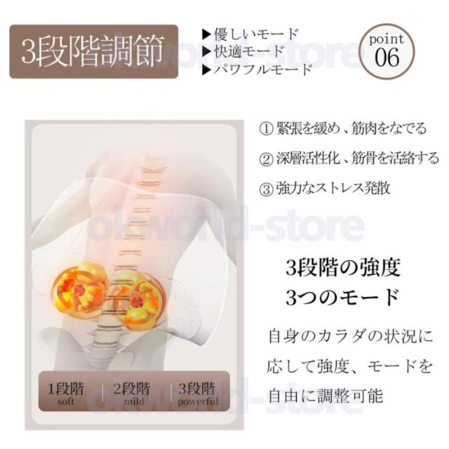 健康グッズ 小型 多機能リラックス枕 リラクゼーション 電熱 全身 足 肩 腰 背中 肩こり 首もみ 解消グッズ ネックリラックス機 3段階調整 敬老の日 プレゼント_6