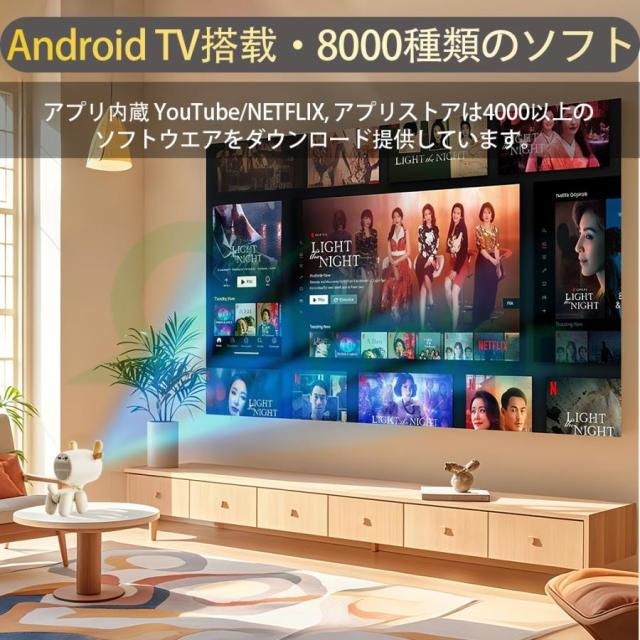 【2025超人気・超短距離0.8M天井投影 135°回転】プロジェクター 家庭用 軽量 小型 Android13 200ANSI 4K対応 静音 5G WiFi6 高性能 自動台形補 Bluetooth5.0_10