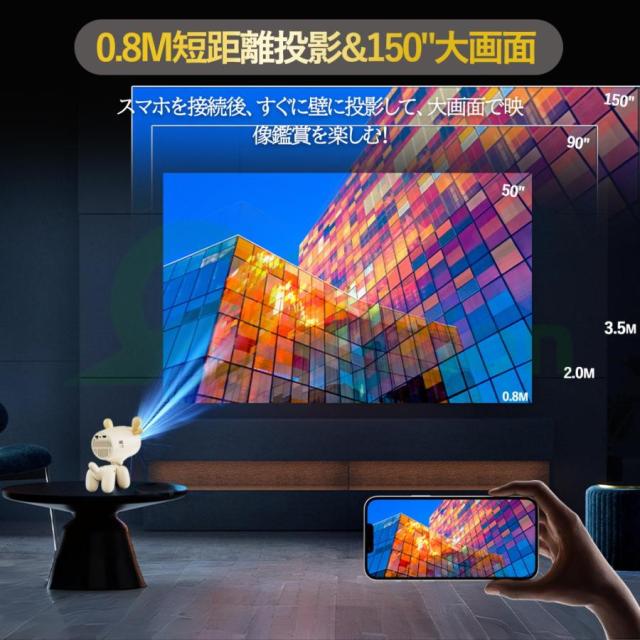 【2025超人気・超短距離0.8M天井投影 135°回転】プロジェクター 家庭用 軽量 小型 Android13 200ANSI 4K対応 静音 5G WiFi6 高性能 自動台形補 Bluetooth5.0_4